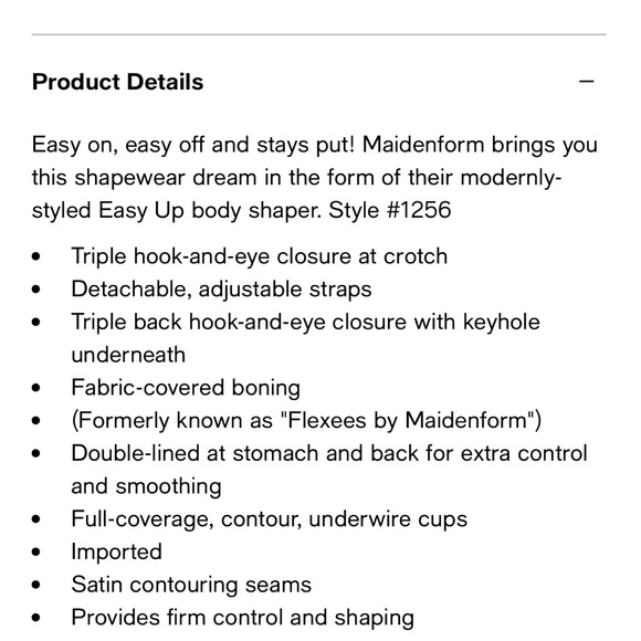 MAIDENFORM FIRM TUMMY CONTROL EASY UP BODY SUIT 34D strapless shape wear 444 - Picture 4 of 4